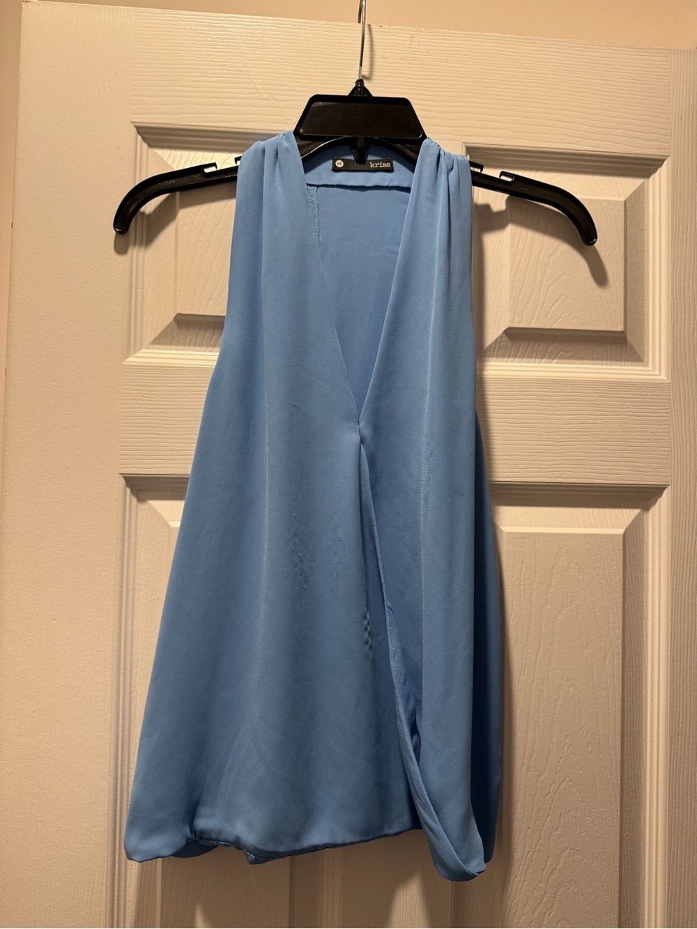 Krisa Light Blue Sleeveless V-Neck Top